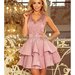 Rochie eleganta scurta roz baby doll Ania